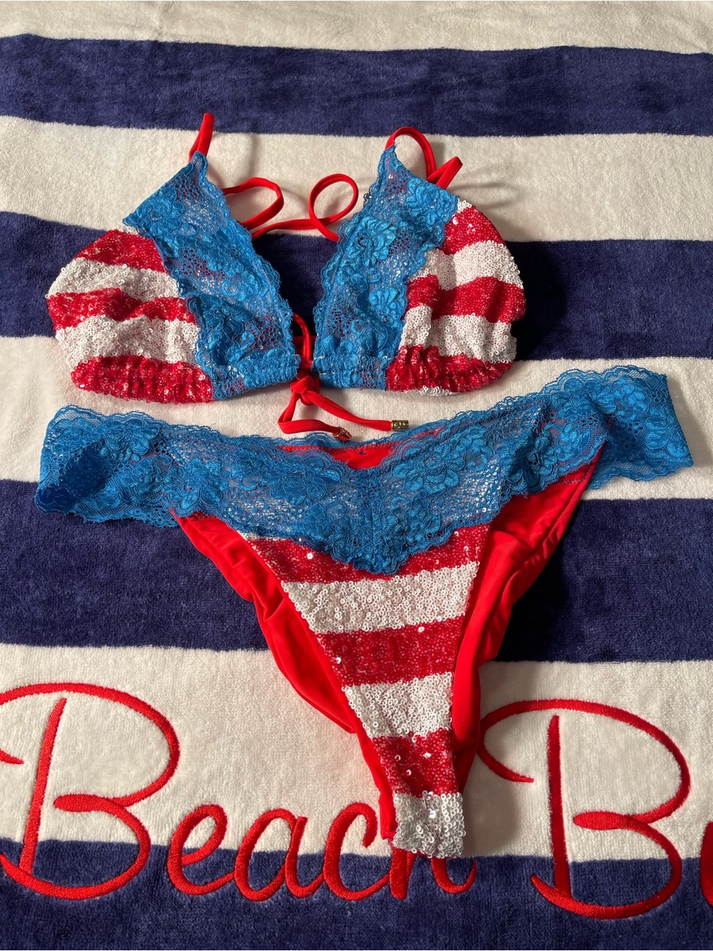 4th of July beach bunny bikini DD top, XL bottoms - Picture 6 of 12